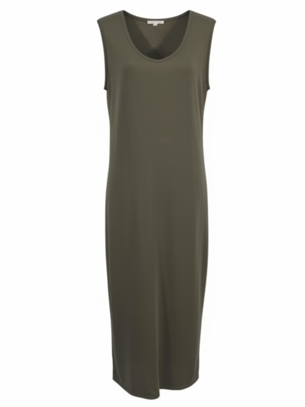 Garnet Hill Dark Olive Maxi Sleeveless Stretchy Tee Shirt Dress Womens size M
